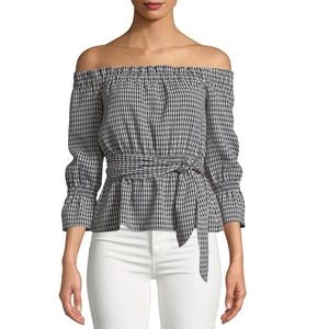 NWT Highline Gingham Off the Shoulder Top Size XL